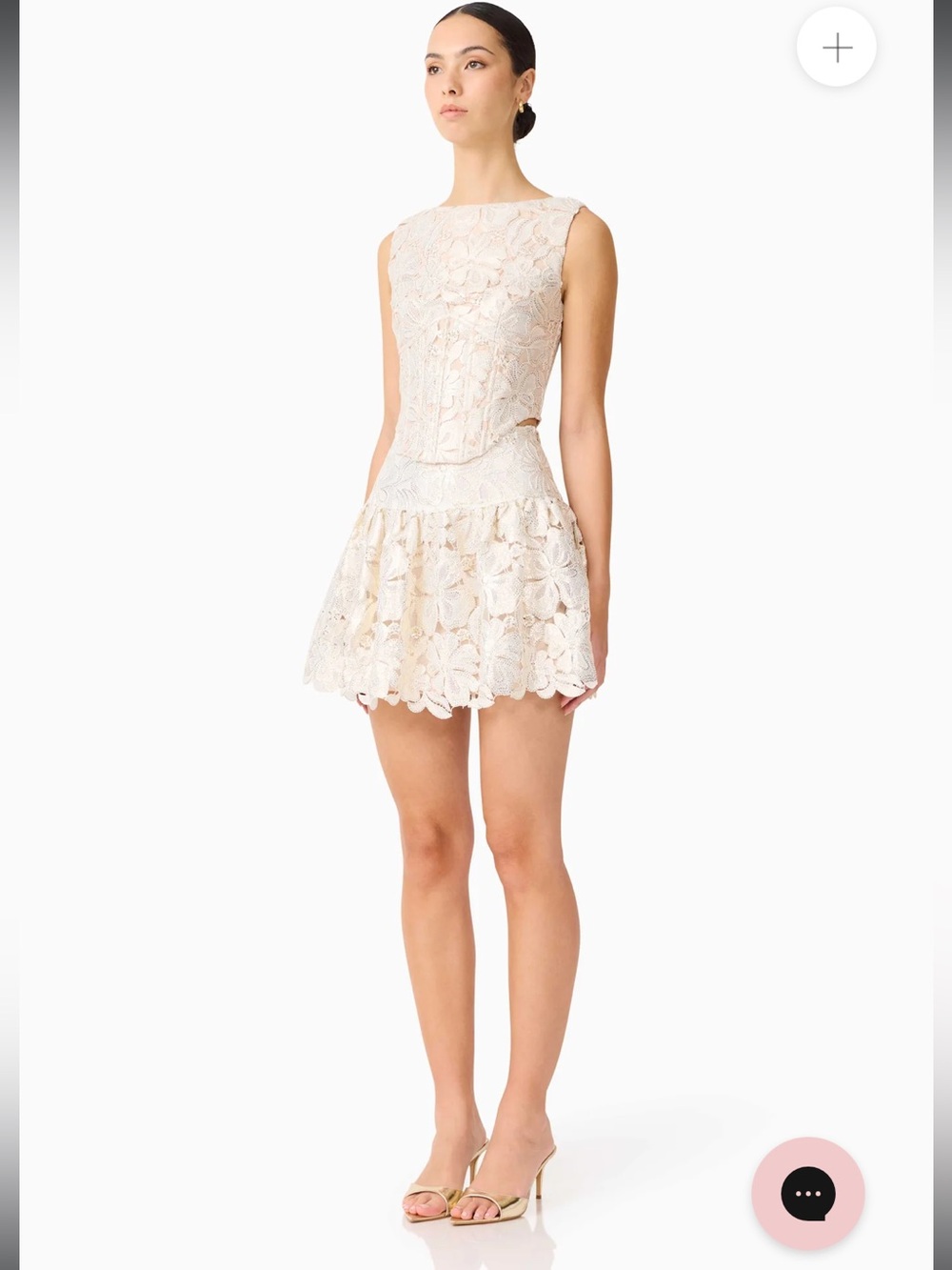 elliatt nicoletta gold foil floral lace corset top + mini skirt set size small - Picture 5 of 14